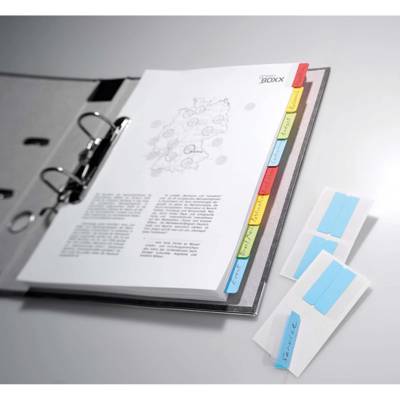 Sachet de 24 index adhésifs permanents double face 12x40mm, assortis - DURABLE