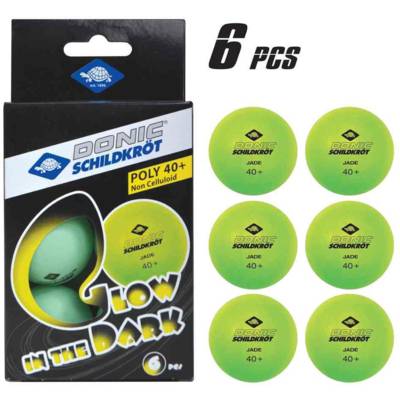 Boîte 6 Balles de ping-pong "Glow in the dark" Poly 40mm Vert