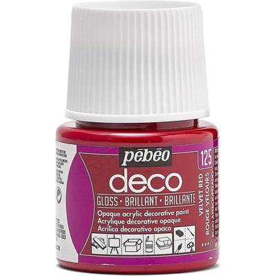 Flacon 45ml Peinture Deco Acrylique Brillante ROUGE VELOURS - PÉBÉO