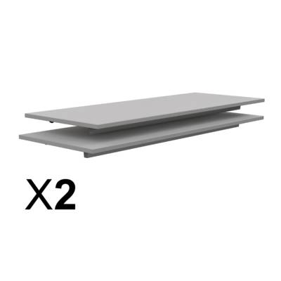 Lot de 2 plateaux TAGE/GANGE ép.19 mm mélaminé chant ABS gris - 130x50 cm - Gris perle - MOBIDECOR