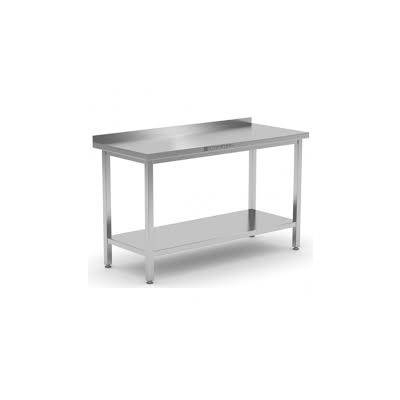 Table inox - Largeur L Avec étagère basse, Avec dosseret