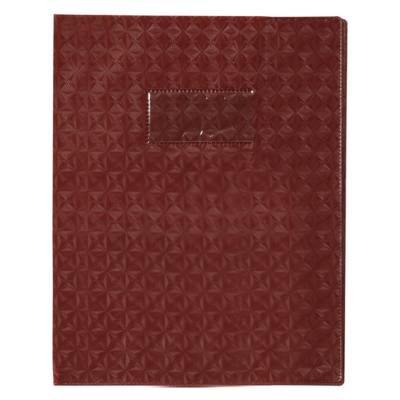 Protège-cahiers grain losange PVC 18/100ème avec porte-étiquette 17x22 cm - Brun - CLAIREFONTAINE