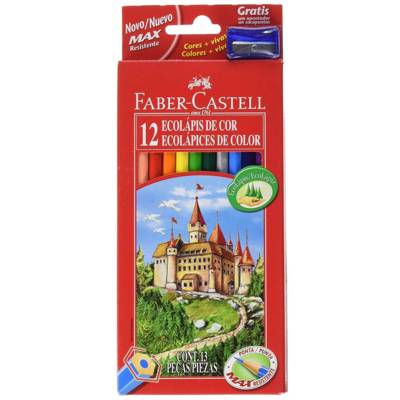 Etui de 12 Crayons de Couleur CASTLE Héxagonaux Assortis Avec Taille-Crayons