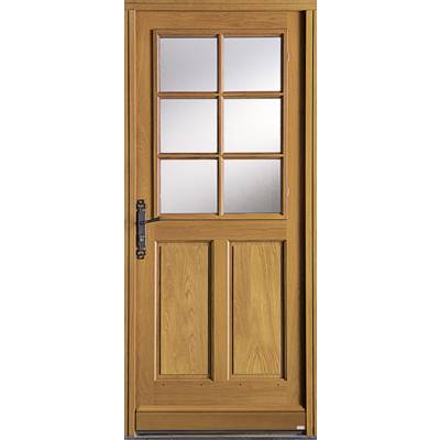 Porte d'entrée chêne clair REIMS lasuré cadre vitrage 6 carreaux dormant 58 mm - 215 x 90 cm - Gedimat - ZILTEN