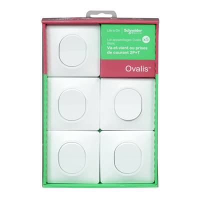 Va et vient + plaques OVALIS blanc - lot de 5 pièces - Gedimat - SCHNEIDER ELECTRIC