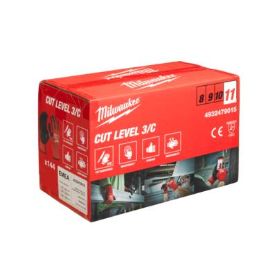Gants anti-coupure enduction nitrile - Niveau 3/C - Taille 11/2XL - 144 paires - MILWAUKEE - 4932479015