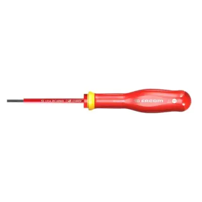 Tournevis Protwist isolé 10000 Volts pour vis à fente 3.5x75 - lame fraisée 5.5 mm - FACOM - AT3.5x75VE