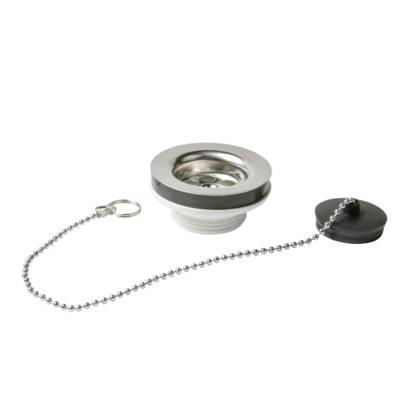 Bonde lavabo à bouchon-chaînette , serrage 0.50 mm, bouchon noir diamètre38mm, corps plastique, vis centrale inox, chaînette recoupable, débit 34 l.mn - Gedimat - VALENTIN