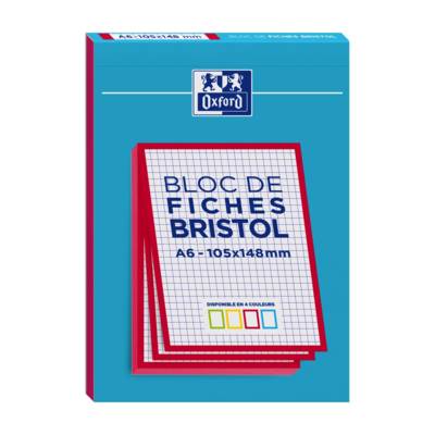 Bloc de 30 fiches bristol 105X148 non perforées Q5/5 rouge