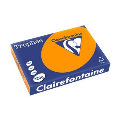 Ramette 250 Feuilles Papier 120g A4 210x297 mm Certifié FSC orange vif - CLAIREFONTAINE