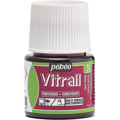 Flacon 45ml peinture VITRAIL transparent VIEUX ROSE - PÉBÉO