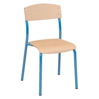 Chaise ANTIB assise et dossier bois Blueprotech® piètement époxy - T6 -  Bleu RAL 5015 - Mobidecor