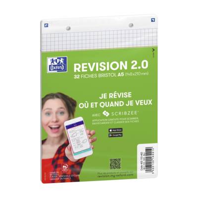 Paquet de 32 Fiches Bristol revision 2.0 Perforées 148x210 mm A5 Q5/5 blanc