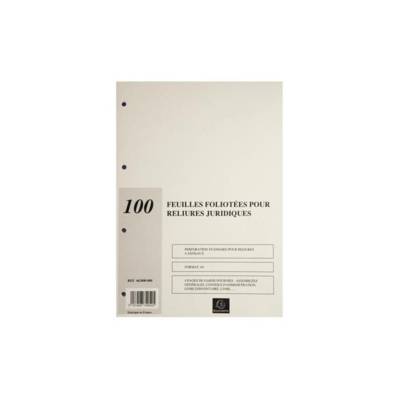 Recharge de 100 feuillets A4 80g pour reliure juridique 4 anneaux - RAINEX