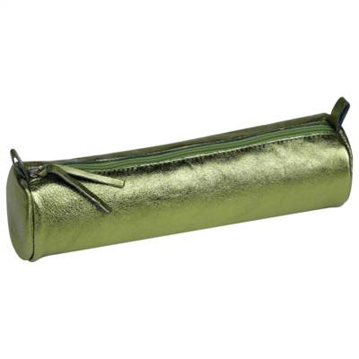 Trousse cuir Ronde Ø 5,5x22cm Vert