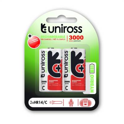Pack de 2 Piles Rechargeable C/HR14 3000 NIMH HYBRIO, 1.2V