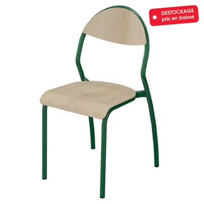 Chaise NUAGE assise et dossier bois Blueprotech® piètement époxy - T6 - Vert RAL 6029 - MOBIDECOR