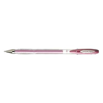 Roller encre gel Signo UM120NM pointe moyenne 0,7mm rose métal - Uni-Ball