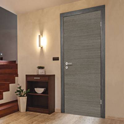 Bloc-porte isolant RHEDA décor chêne gris H.70 à 80 mm - 204 x 73 cm - droit poussant - serrure 3 points - Gedimat - WESTAG