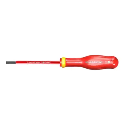 Tournevis Protwist isolé 10000 Volts pour vis à fente 4x100 - lame fraisée 5.5 mm - FACOM - AT4X100VE