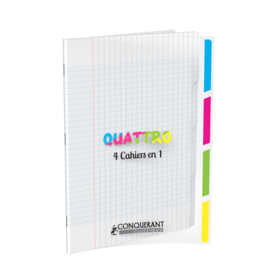 Cahier Polypro 4 en 1, 240 x 320 mm seyès 140 Pages 90g