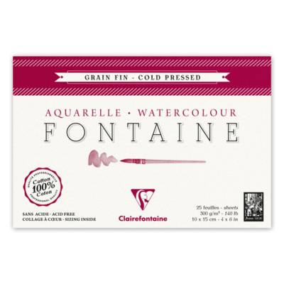 Bloc Fontaine 25 feuilles grain fin 10x15 300g Carte Postale encollé 4 côtés