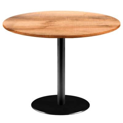 Table pied noir Ø120cm tanin clair - intérieur - RestooTab