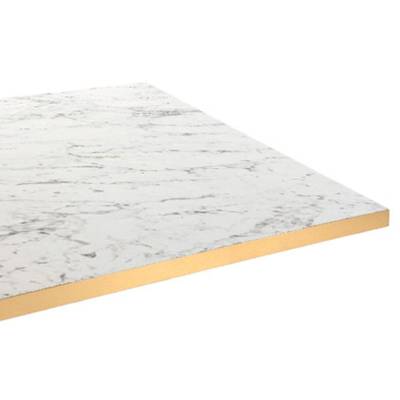 Plateau de table 70x70cm Calacatta & laiton - RestooTab