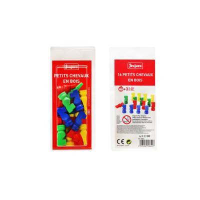Pack 16 petits chevaux en bois - 4 x 4 couleurs - JEUJURA