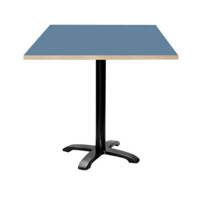 Table pied noir 70x70cm bleu note chants bois - intérieur - RestooTab