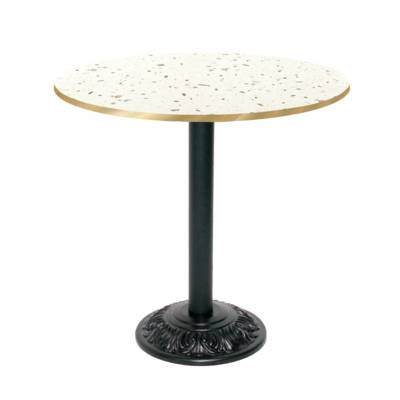 Table pied noir Ø70cm terrazzo cassata chant laiton - intérieur - RestooTab