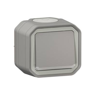 Poussoir NO lumineux PLEXO complet saillie gris 10A - Gedimat - LEGRAND
