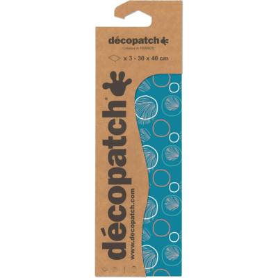 Pochette 3 Feuilles Identiques Ref 858 30x40cm Cercle Fond Bleu - DÉCOPATCH