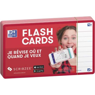 Pack 80 Fiches Bristol Flash 2.0 - 75 x 125 mm Ligné Cadre Rouge