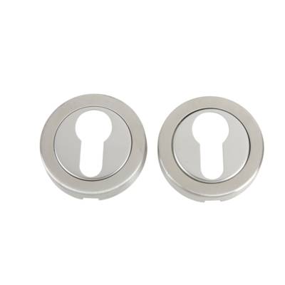 Rosace MALTE finition zinc chromé mat avec trou de cylindre de sûreté - Gedimat - DT 2000