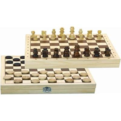 Coffret Jeux de Dames et d'Echecs Réversible en Bois - JEUJURA