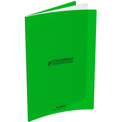 Cahier 24 x 32 96 pages grands carreaux couverture polypro vert