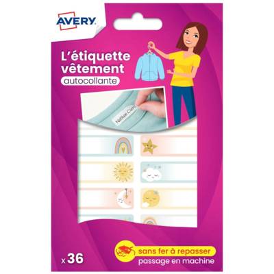 Sachet de 36 étiquettes vêtements motifs ciel - 45 x 13 mm