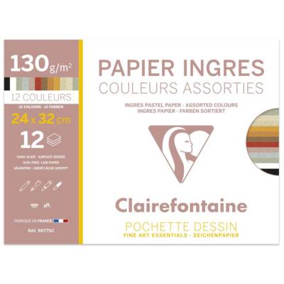 Pochette dessin Ingres 24x32 12F 130g couleurs assorties