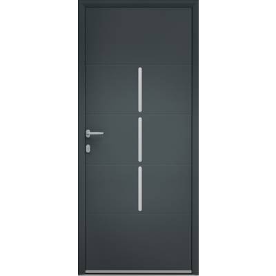 Porte d'entrée alu LARA gris/blanc dormant 63mm - 215 x 90 cm - Gedimat - GARDEN GATE