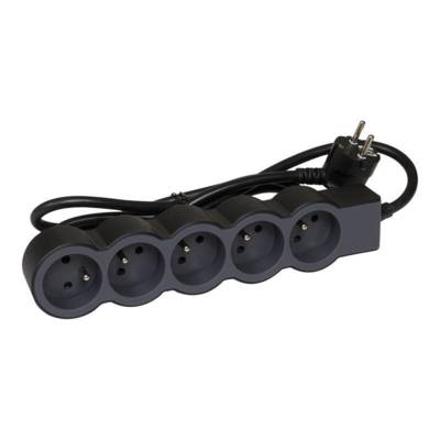 Rallonge multiprise extra plate 5 prises noir 1,5m - Gedimat - LEGRAND