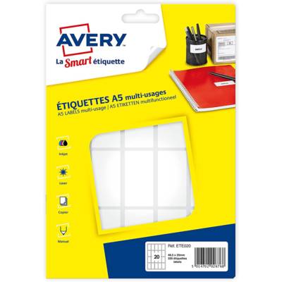 Sachet de 320 étiquettes multi-usage blanches 48,5 x 25 mm