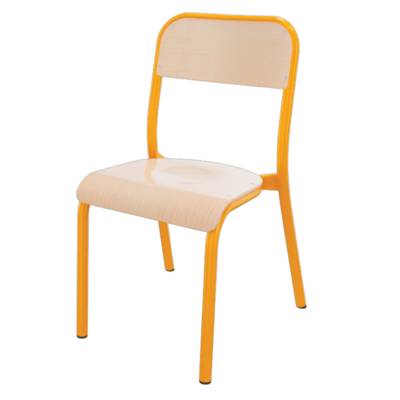 Chaise TRÉVISE 4 pieds assise et dossier bois Blueprotech® piètement époxy - T4 - Jaune RAL 1003 - Mobidecor