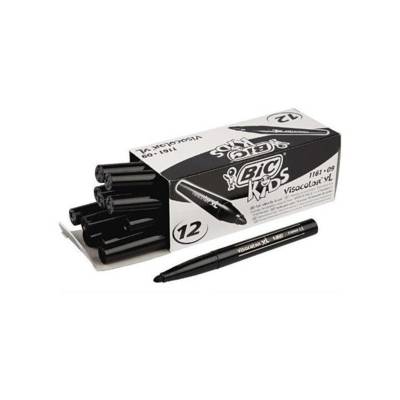 Boîte de 12 feutres de coloriage KIDS VISACOLOR XL Pointe large Bloquée Noir - BIC