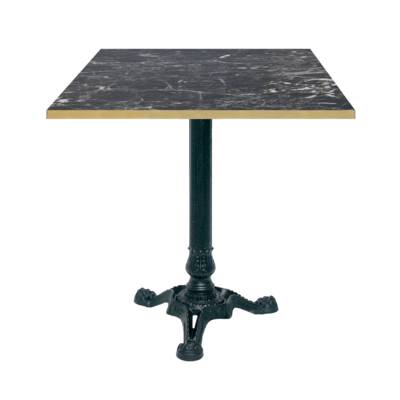 Table pied noir 70x70cm marbre noir chant laiton - intérieur - RestooTab