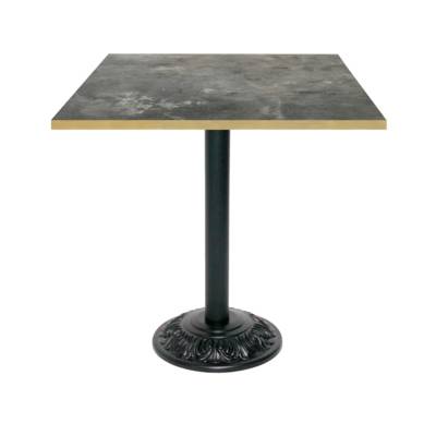 Table pied noir 70x70cm pierre metallisee chants laiton - intérieur - RestooTab