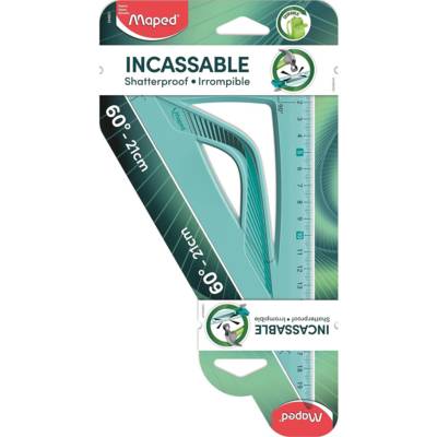 Equerre Flex Incassable 60 degrés longueur 21 cm bleu ou vert