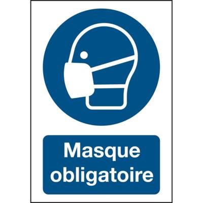 Panneau souple adhésif permanent acrylic masque obligatoire Rectangle 210 x 297 mm