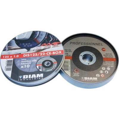 Boite de 10 disques abrasif diam.125 X 1 X 22.23 inox - DIAM INDUSTRIES - DIS125/22-CE-BOX