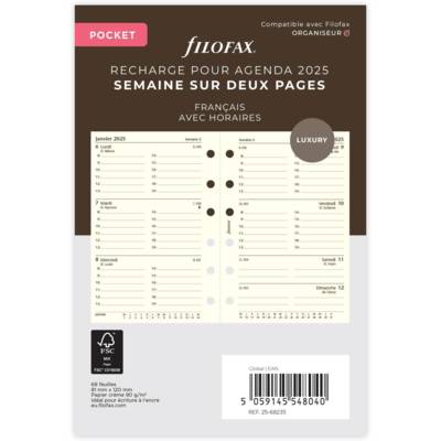 Pocket Semaine sur deux pages - français - 2025 cotton cream